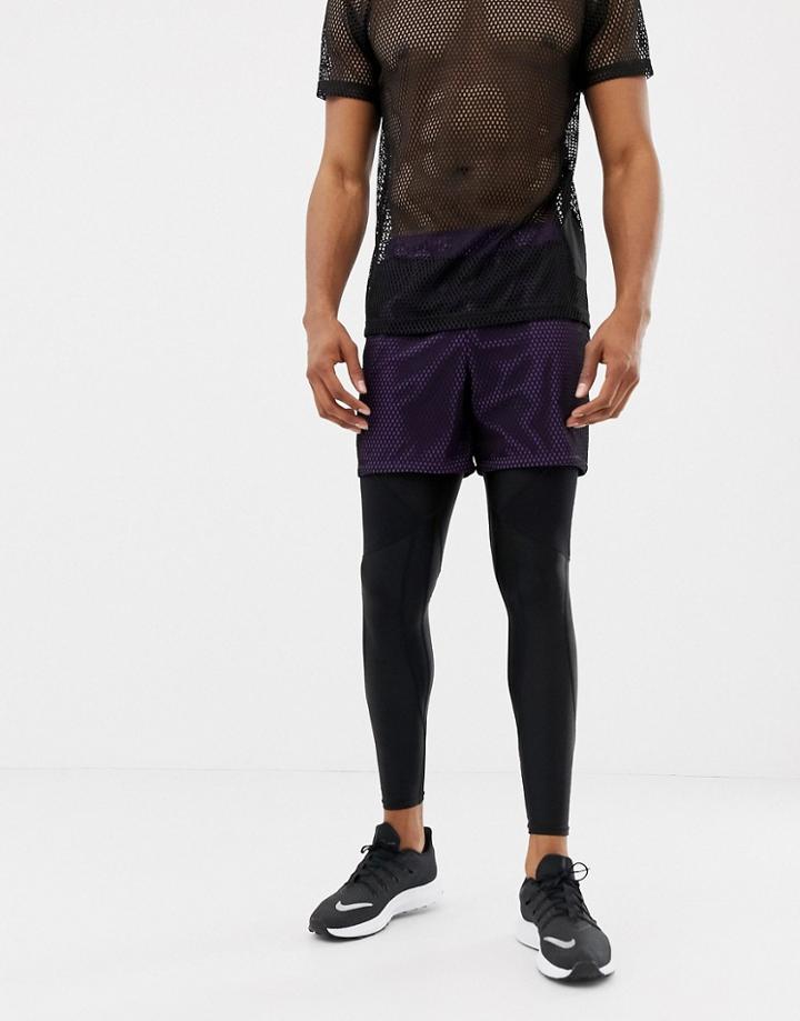 Asos 4505 Training Shorts In Short Length With Mesh Overlay - Purple