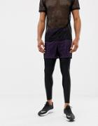 Asos 4505 Training Shorts In Short Length With Mesh Overlay - Purple
