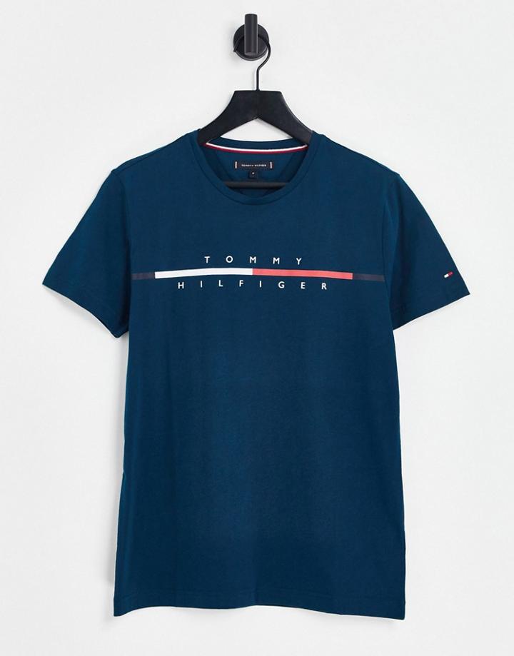 Tommy Hilfiger Corp Split Logo T-shirt In Navy