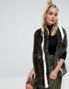Urbancode Khaki Faux Fur Drawstring Scarf - Green