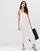 Asos Design Minimal Strappy Jersey Jumpsuit-white