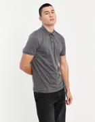 Asos Design Organic Blend Jersey Polo In Charcoal Heather-gray