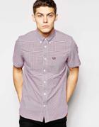Fred Perry Shirt In Gingham Check Short Sleeves - Red
