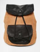 Asos Leather And Suede Embossed Croc Backpack - Multi