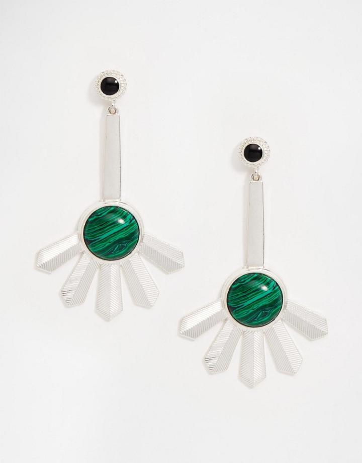 Asos Feather Disc Drop Earrings - Multi
