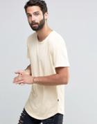 Only & Sons Longline T-shirt With Crew Neck - Beige