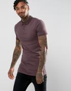Asos Extreme Muscle Longline Polo In Jersey - Brown