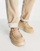 Bershka Chunky Leather Shoes In Camel-neutral