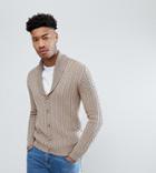 Asos Tall Knitted Cable Knit Cardigan In Tan - Tan