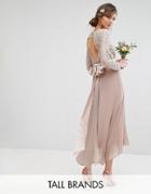 Tfnc Tall Wedding Lace Midi Dress With Bow Back - Pink