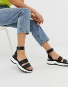 Asos Design For Real Chunky Sporty Flat Sandals - Black