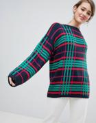 Asos Design Sweater In Bright Heritage Check-multi