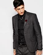 Devils Advocate Gray Sharkskin Suit Jacket - Gray