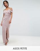 Asos Petite Scuba Bardot Wrap Maxi Dress - Pink