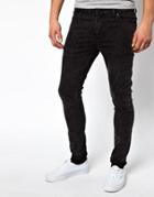 Asos Super Skinny Jeans In Washed Black - Black