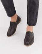 River Island Lace Up Woven Shoes In Dark Gray