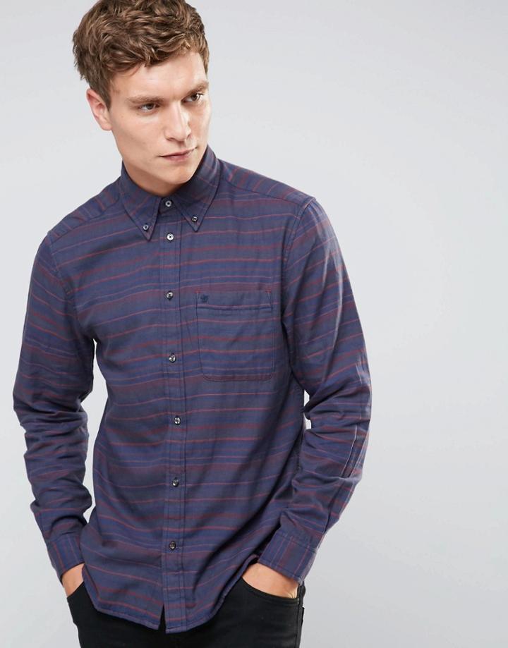 Wrangler Heavy Shirt In Horizontal Stripe - Navy