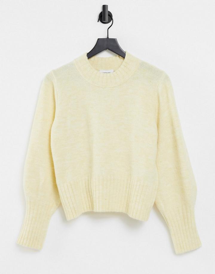 Monki Quinn Balloon Sleeve Sweater In Cream-white