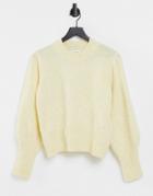 Monki Quinn Balloon Sleeve Sweater In Cream-white