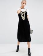 Asos Velvet Cami Dress With Lace Detail - Multi