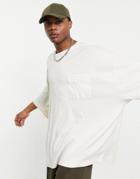 Asos Design Oversized T-shirt With Pocket In Undyed Fabric-white
