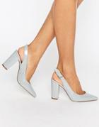 New Look Leather Look Sling Back Heeled Shoe - Gray