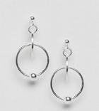 Asos Sterling Silver Disc And Open Circle Drop Earrings - Silver
