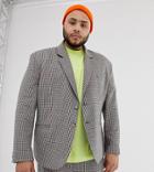 Collusion Plus Oversized Suit Jacket In Brown Check - Brown