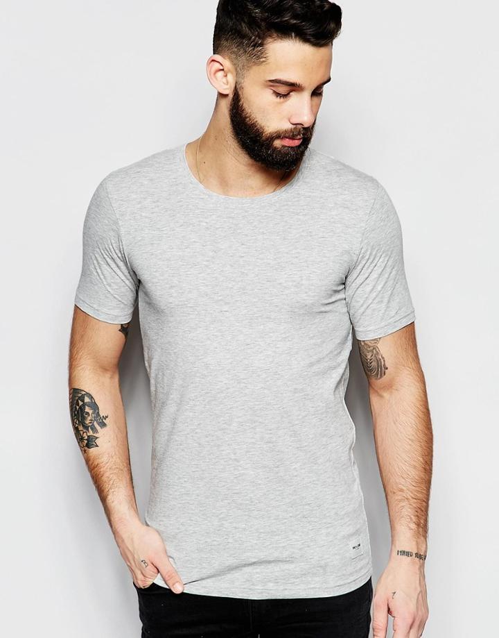 Only & Sons Muscle Fit Crew Neck T-shirt - Light Gray Marl