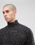 Only & Sons Knitted Sweater With High Zip Neck - Black
