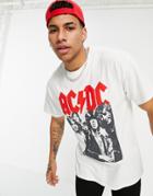 New Look Oversized T-shirt With Acdc Print In White