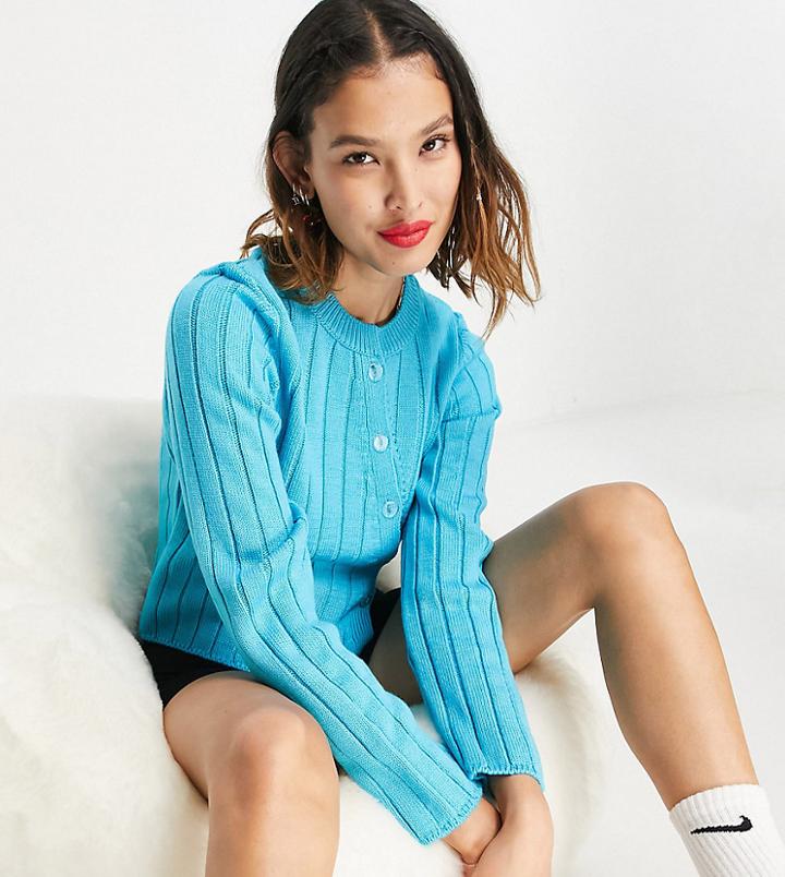 Collusion Asymmetric Cardigan In Blue-neutral