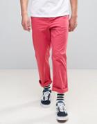 Asos Straight Chinos In Washed Red - Red
