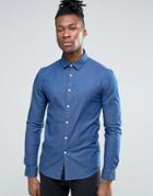 Asos Super Skinny Denim Shirt In Rinse Wash - Navy