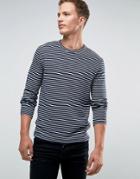 Jack & Jones Premium Long Sleeve Top In Stripe - Navy