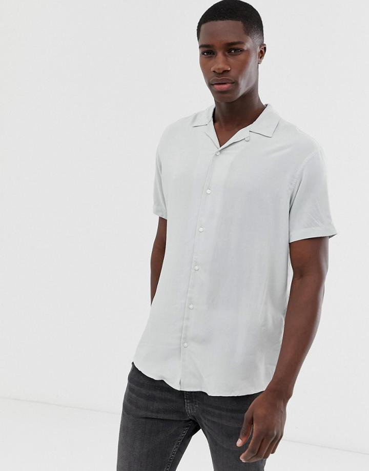Jack & Jones Premium Revere Collar Plain Smart Shirt In Gray - Gray