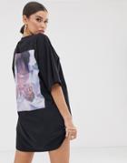 Public Desire X Lissy Roddy Oversized T-shirt Dress With Lissy Roddy Graphic - Black