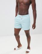 Abercrombie & Fitch Solid Swim Shorts Badge Pocket Logo In Aqua Blue - Blue