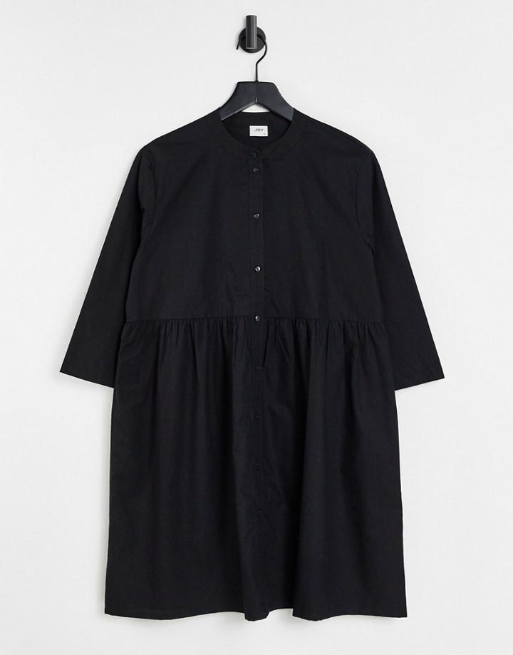 Jdy Ulle Smock Style Shirt Mini Dress In Black