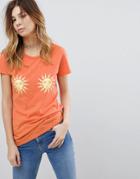Rokoko 70s T-shirt With Sun Prints - Orange