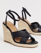 Asos Design Jones Square Toe Wedge Espadrilles-black