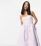 Chi Chi London Petite High Low Bandeau Midaxi Dress In Lavender-pink