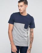Jack & Jones T-shirt With Color Blocking And Pocket - Gray