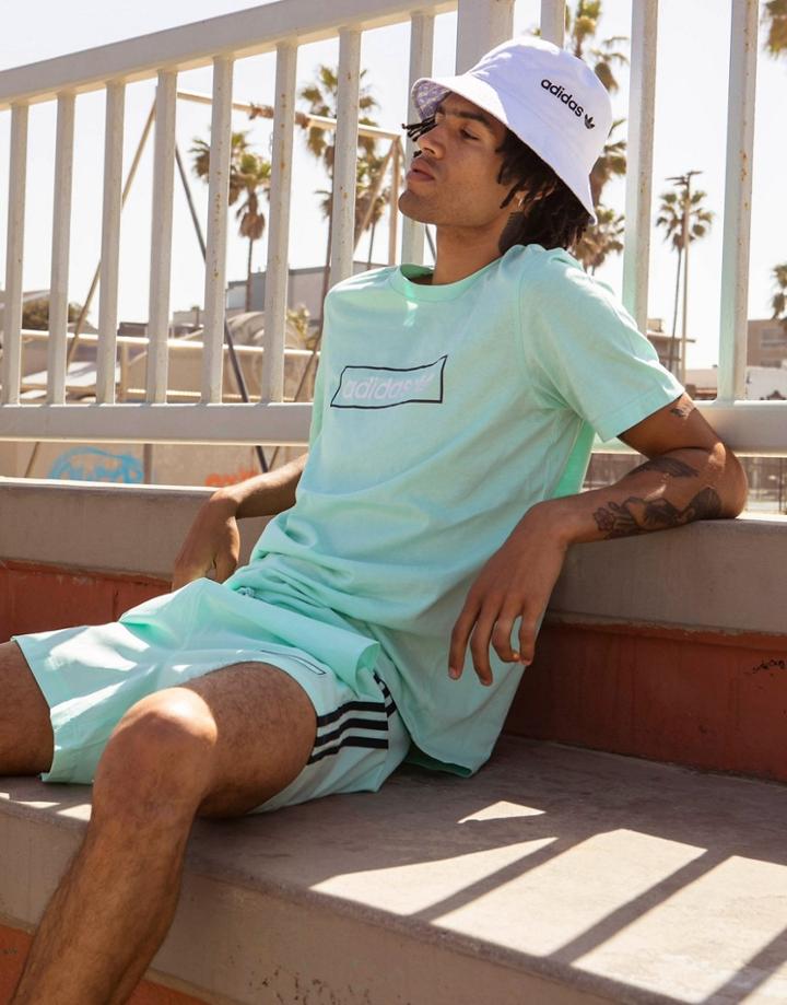 Adidas Originals 'summer Club' Linear Logo Oversized T-shirt In Icy Mint-green