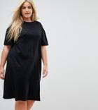 Asos Curve Ultimate Midi T-shirt Dress With Rolled Sleeves - Black