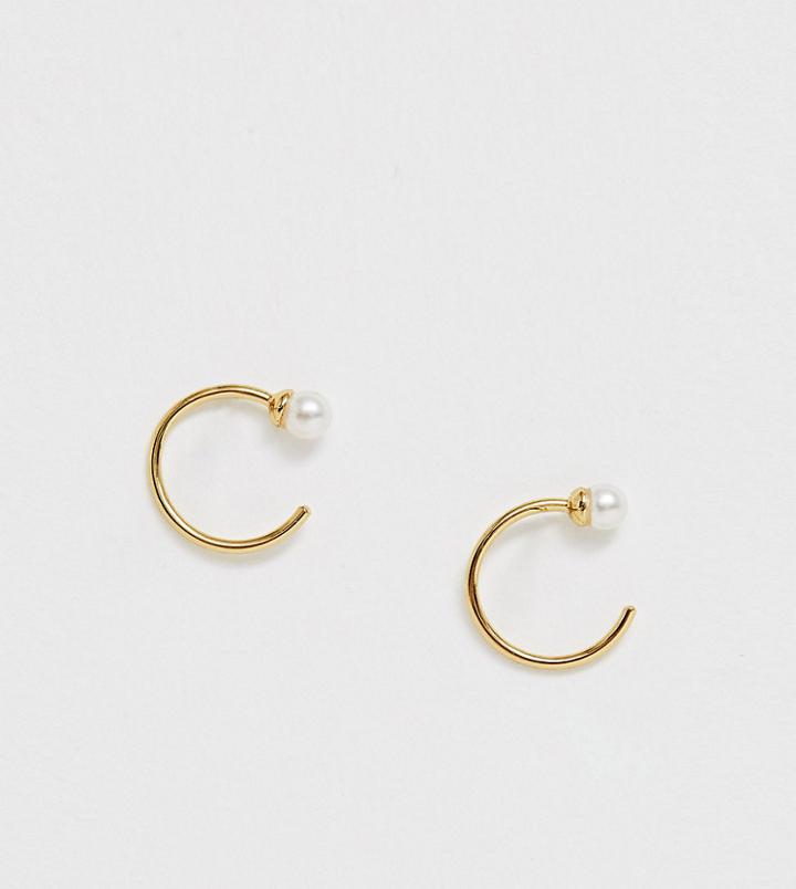 Orelia Gold Plated Faux Pearl Thread Through Hoop Earrings