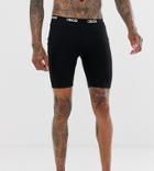 Asos Design Lounge Pyjama Megging Shorts In Black With Branded Waistband - Black