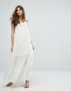 Moon River Crochet Panel Maxi Dress - White