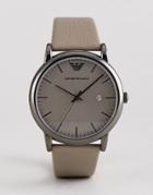 Emporio Armani Ar11116 Leather Watch In Gray 43mm - Gray