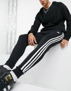 Adidas Originals Adicolor Three Stripe Sweatpants In Black